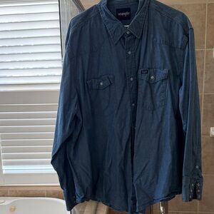 Wrangler Men's Indigo Denim Button-Up Shirt
